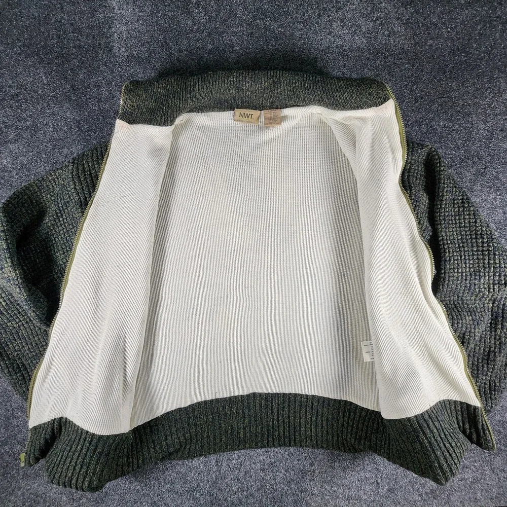 Northwest‎ Territory Chunky Knit Sweater Jacket Men's XL Green Fisherman Grandpa